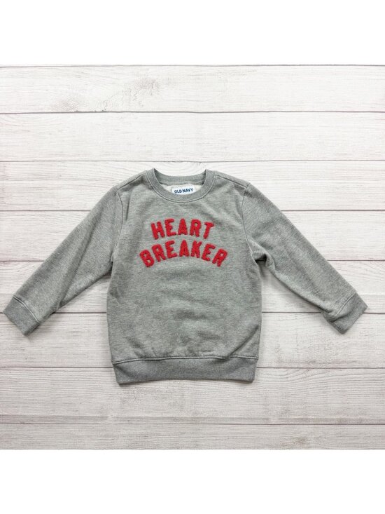 Old Navy Other - Old Navy Heart Breaker Sweatshirt Gray Red Toddler Boys Long Sleeve 5T